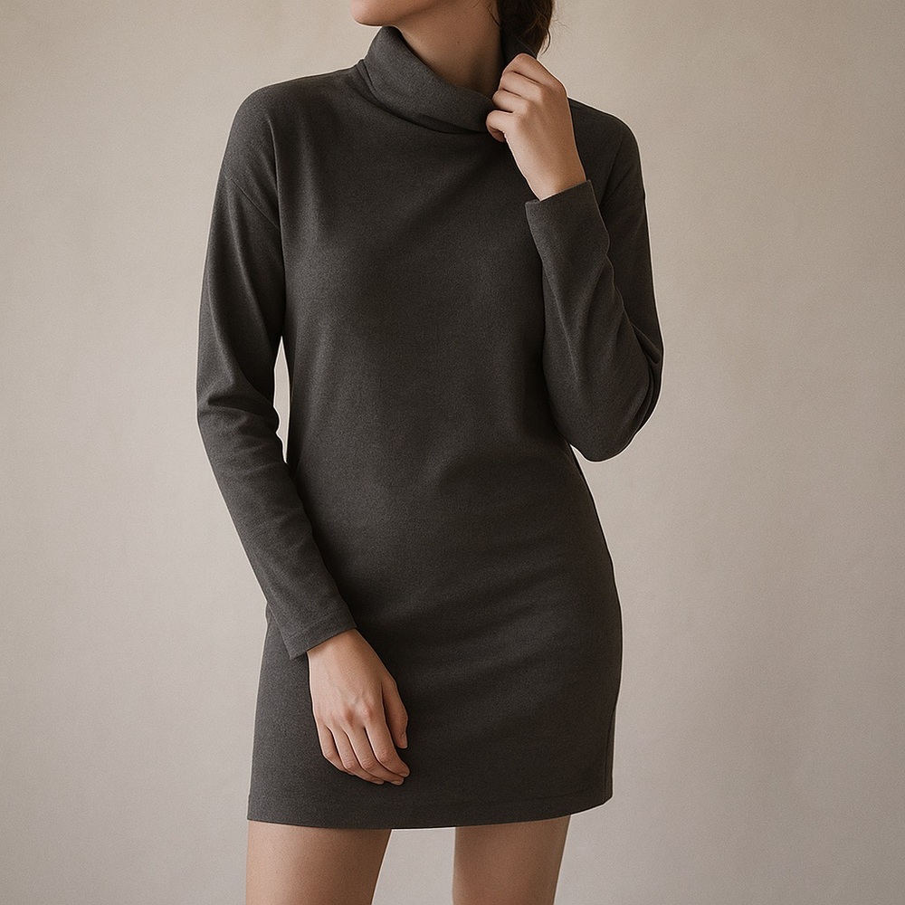 Adam et Ropรฉ Grey Cowl Neck Long Sleeve Dress Size 38